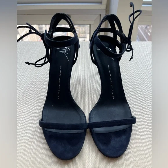 Giuseppe Zanotti Navy Suede Sandals - Picture 5 of 7